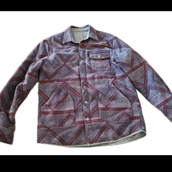 Faherty Mens Aztec Printed Bondi Reversible Jacket M - Picture 2 of 9